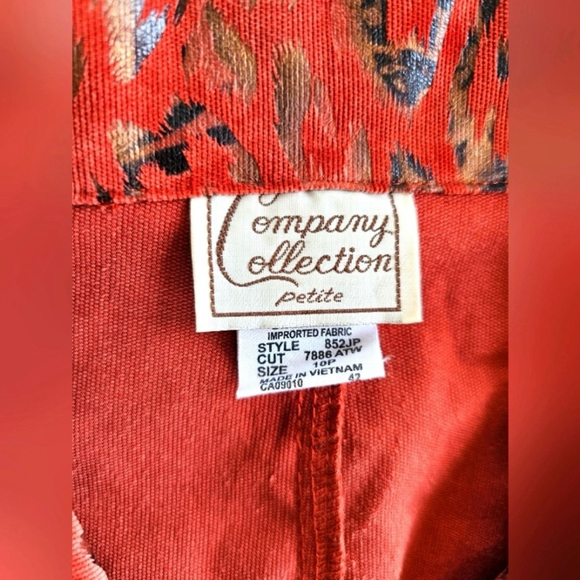Vintage RARE Company Collection Burnt Orange Leopard Metallic Blazer Jacket 10P - Picture 7 of 10